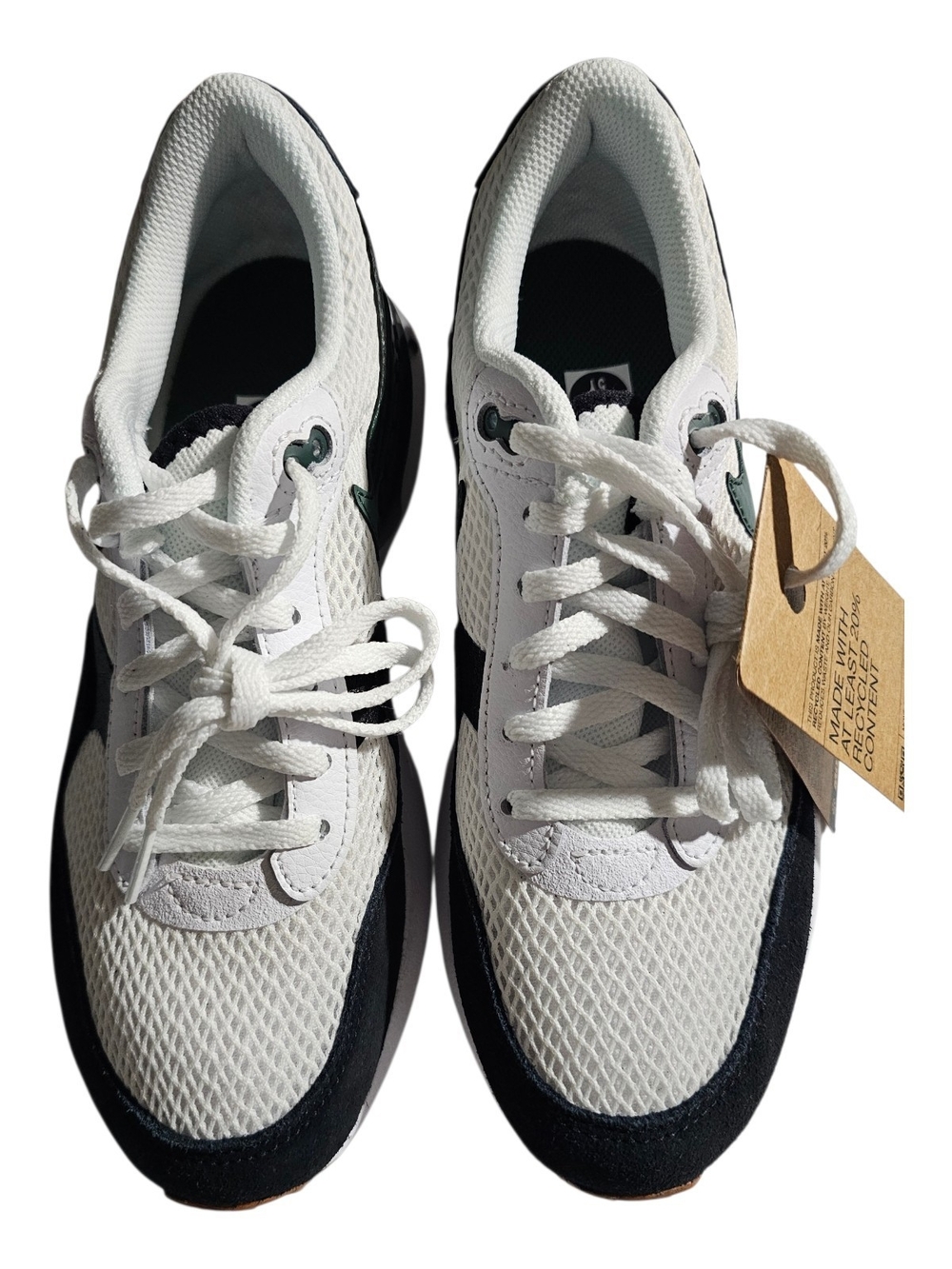 Nike Big Kids Air Max SYSTM  White and Black Lace-Up Mesh Sneakers